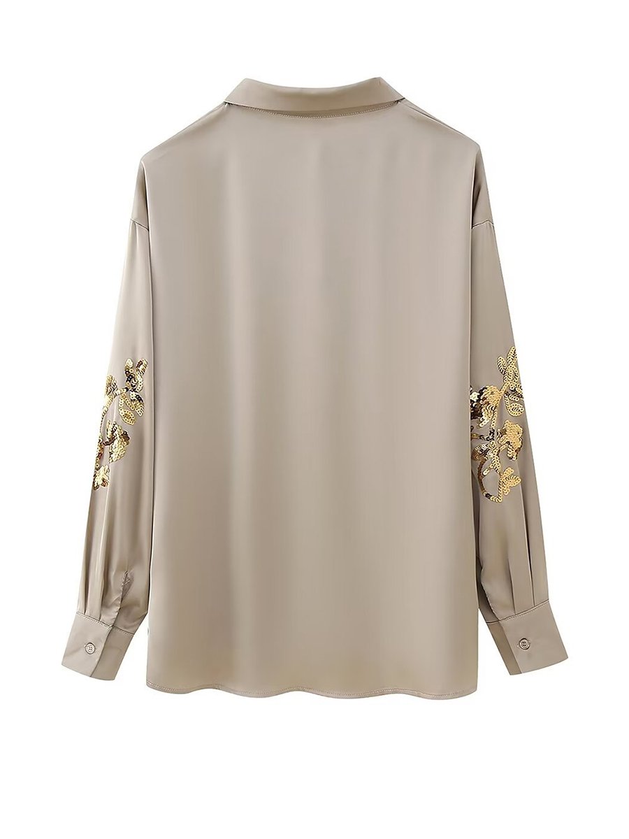 Sequin Embroidered Loose Long-Sleeved Blouse Sequin Embroidered Loose Long-Sleeved Blouse