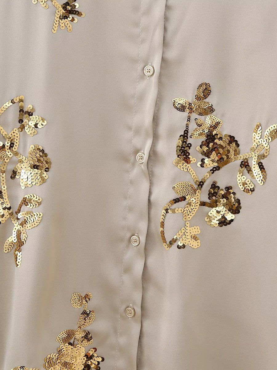 Sequin Embroidered Loose Long-Sleeved Blouse Sequin Embroidered Loose Long-Sleeved Blouse