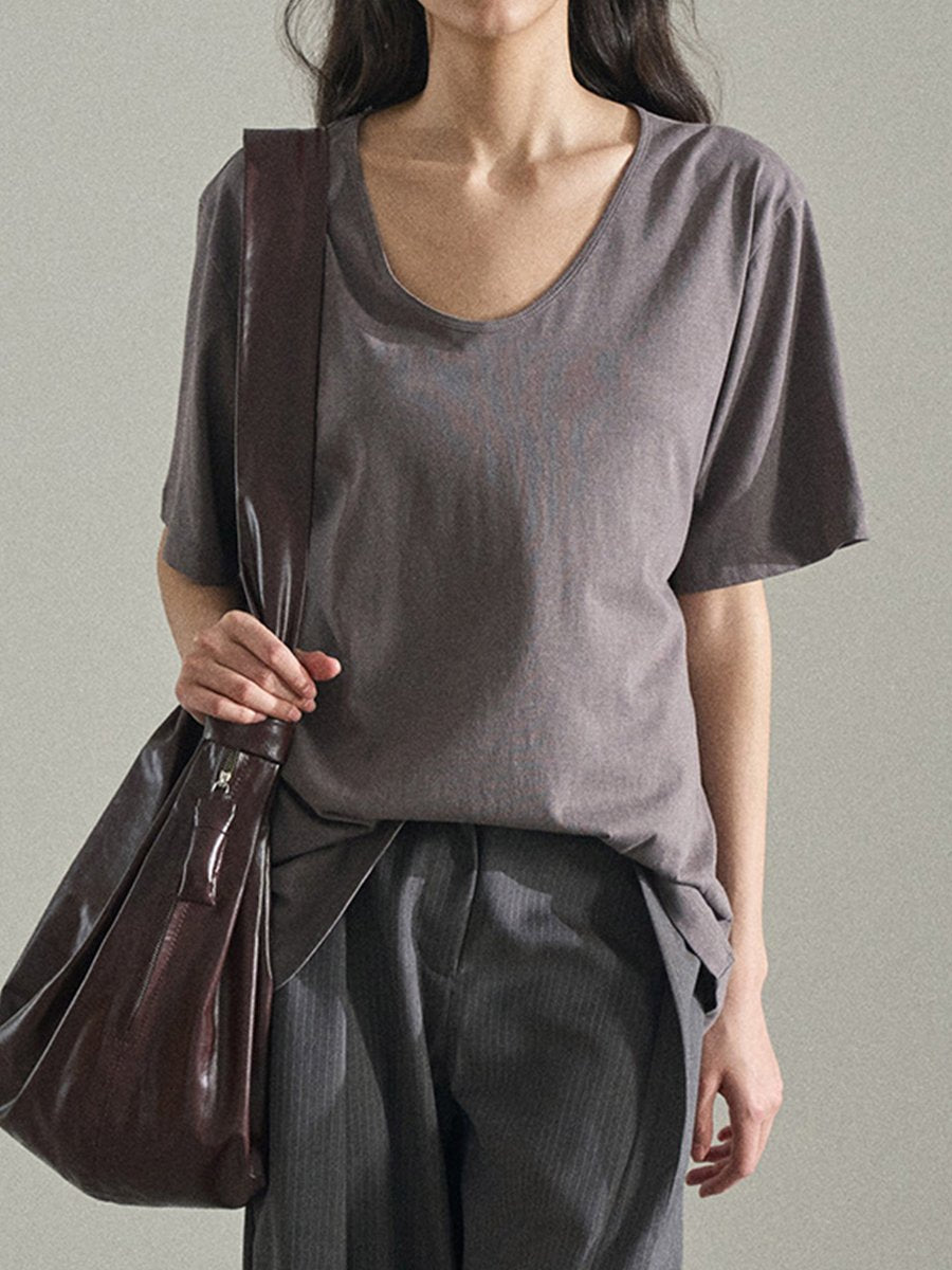 U-neck Cotton Short-sleeved T-shirt U-neck Cotton Short-sleeved T-shirt
